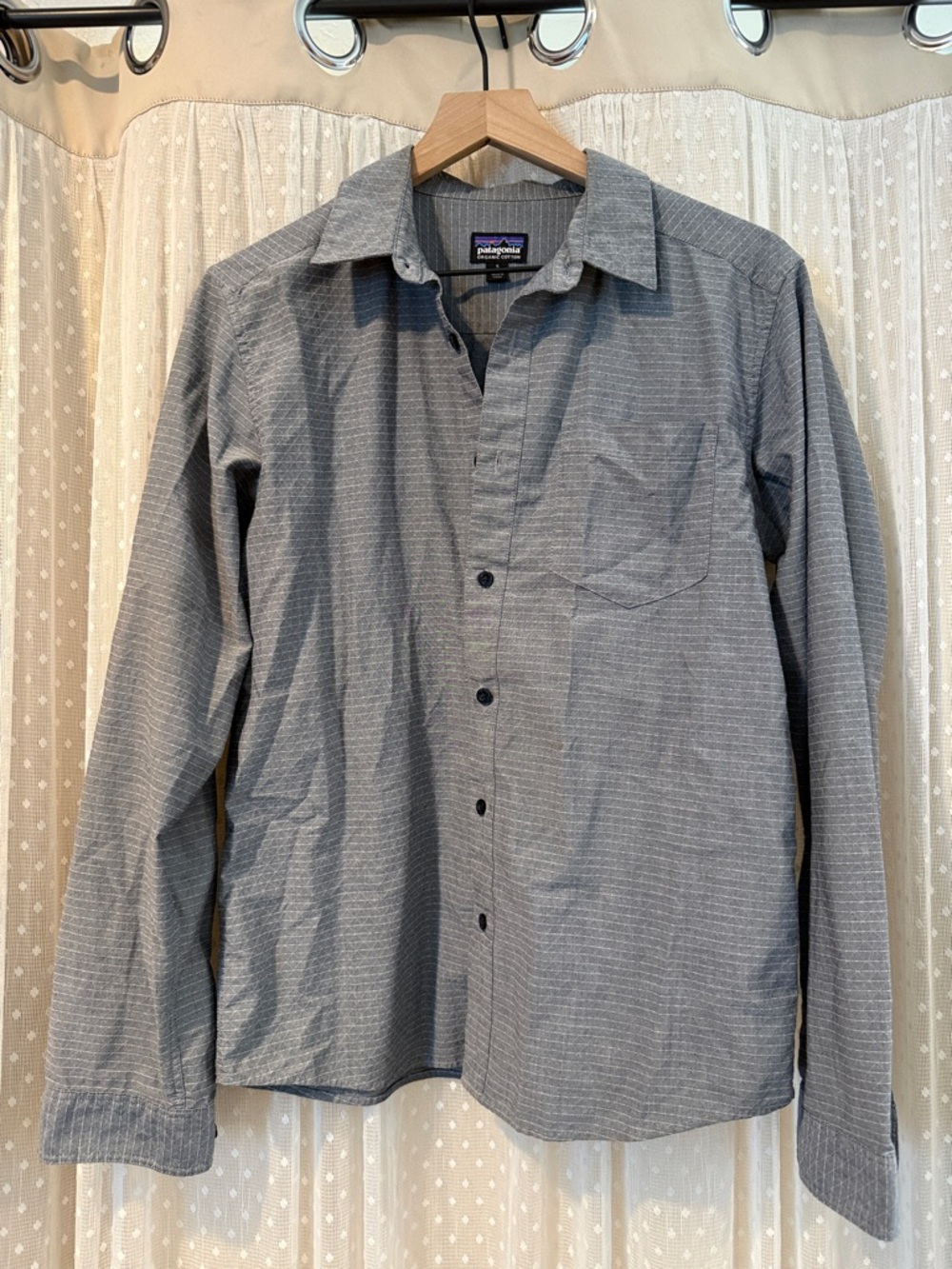 Patagonia Light Gray Striped Long-Sleeve Button-Up Shirt